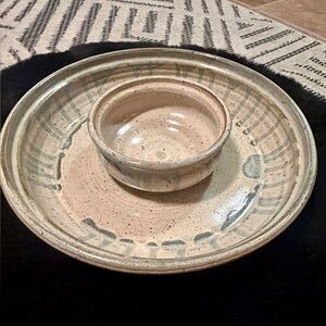 Chip and dip studio pottery bowl